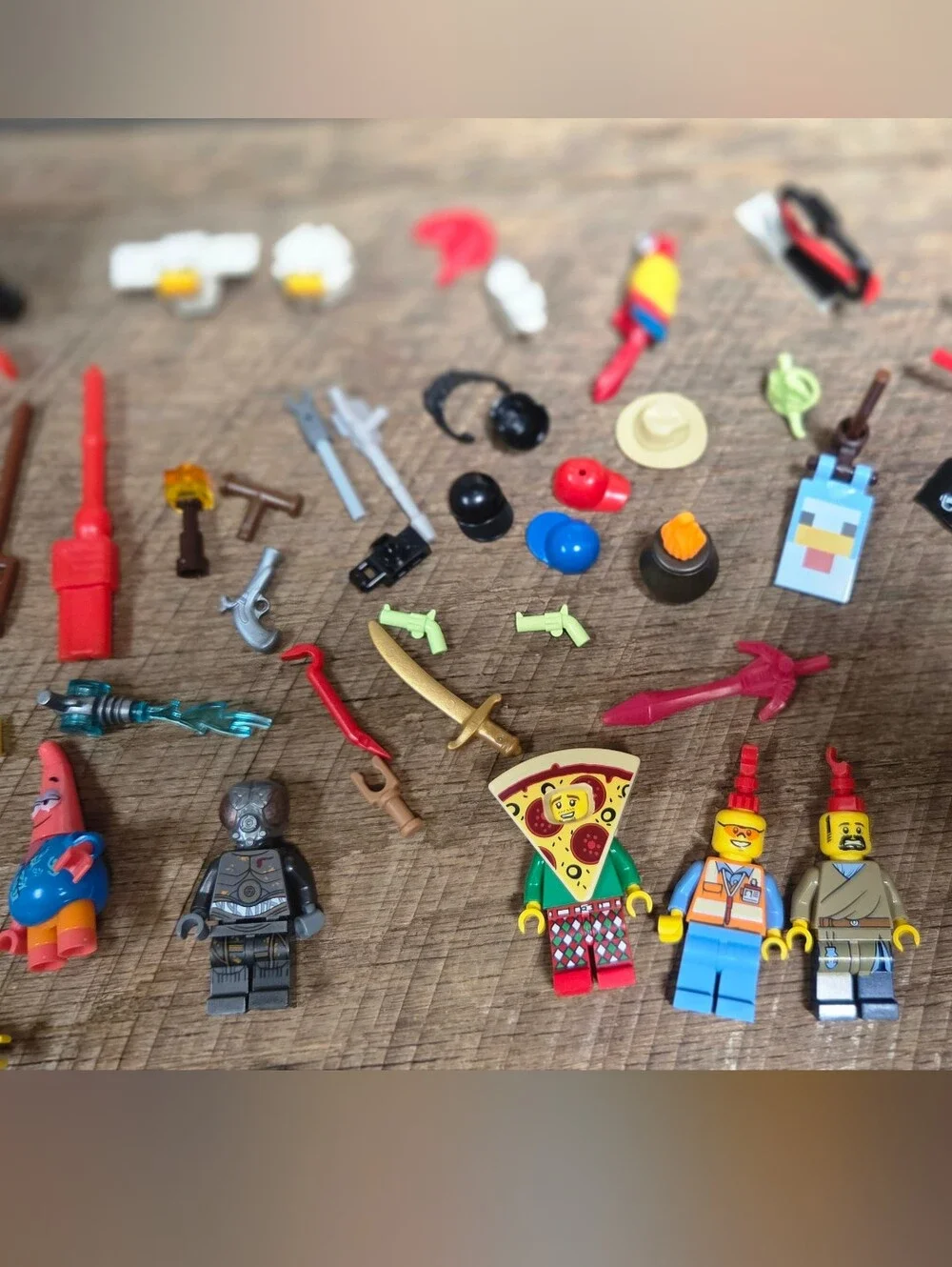 Assorted Lego Figures & Accessories Ninjago, Spongebob, Minecraft Etc Bin P